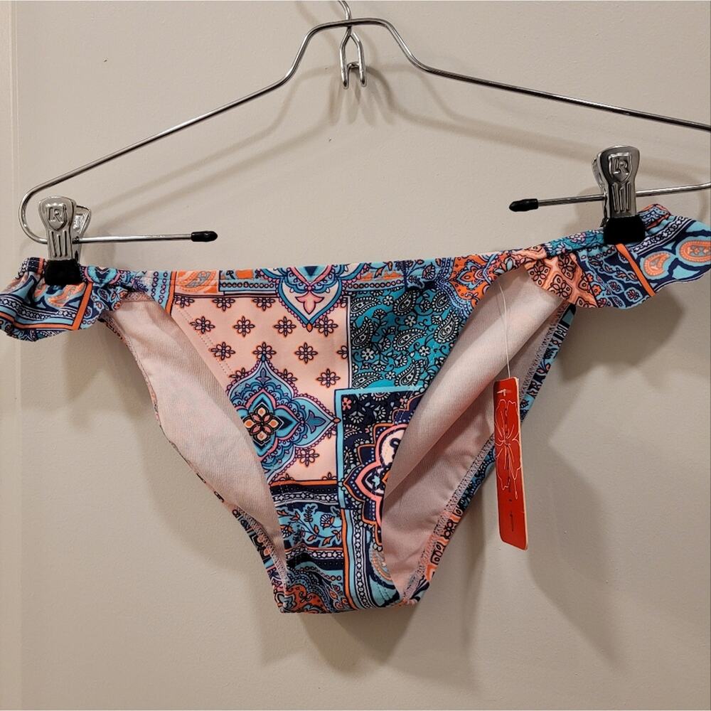 Gossip Multi Color Low Rise Hipster Ruffle Bikini Bottom - Picture 3 of 4